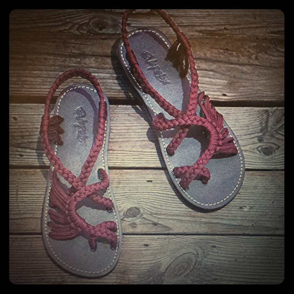 Maroon braided sandals size 10.5